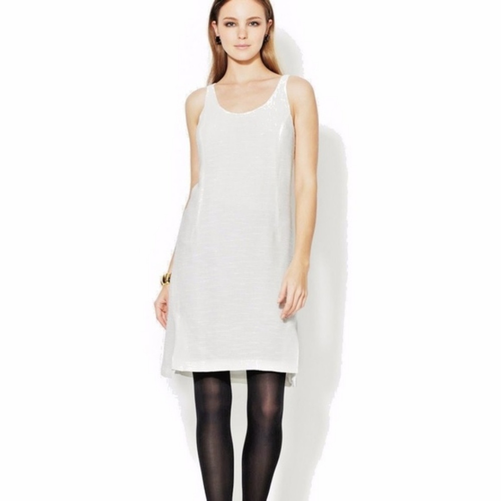 HALSTON HERITAGE CREAM CLASSIC TANK OFF-WHITE SHEATH DRESS NEW 8